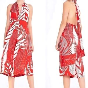 NWT Farm Rio red palm halter jumpsuit S